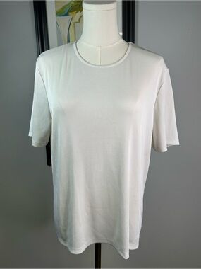 Laura Scott T-shirt Size L Ribbed White Top